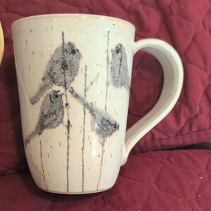 Cream Mug with Bird Design
